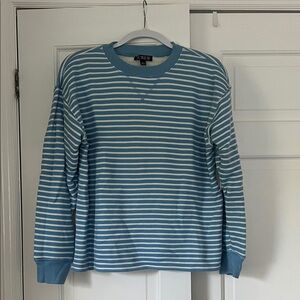 J. Crew Sky Blue and White Striped Pullover